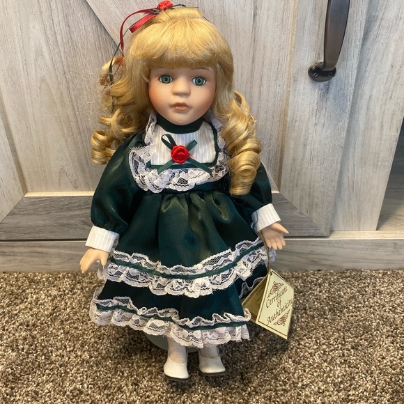 Soft Expressions 12” Genuine Fine Bisque Porcelain Doll Christmas - Picture 3 of 11